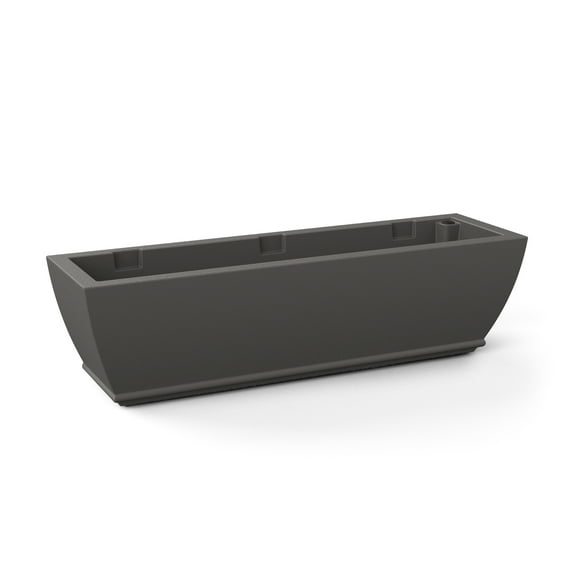 Acadia 36" x 11" x 10" Rectangular Graphite Grey Self Watering Plastic Window Box Planter