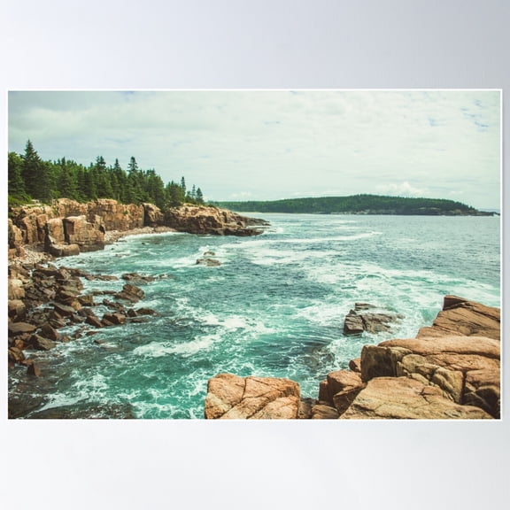 Acadia Coastline - National Park Ocean Poster Wall Art, Modern Wall Decor For Living Room Bedroom, 24x36 UNFRAMED