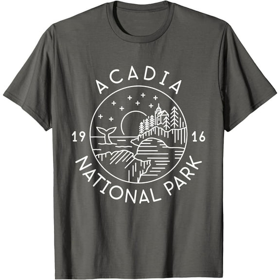 Acadia National Park 1916 Maine Bar Harbor Unisex T-Shirt for Men Women Kids Toddler,Charcoal Color,Size 3XL