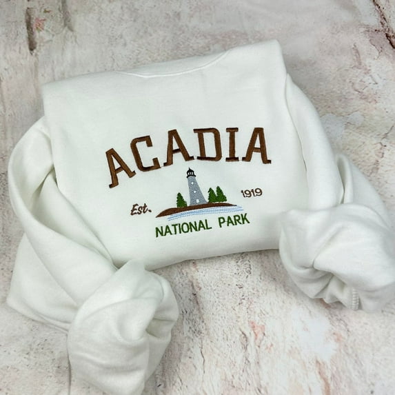Acadia National Park Embroidered Crewneck Sweatshirt