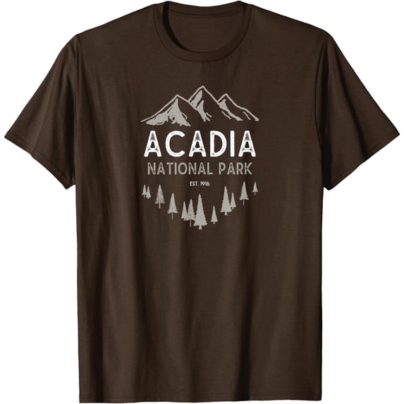 Acadia National Park Est 1916 Vintage Maine Unisex T-Shirt for Men Women Kids Toddler,Dark Chocolate Color,Size 2XL