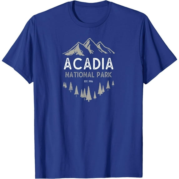 Acadia National Park Est 1916 Vintage Maine Unisex T-Shirt for Men Women Kids Toddler,Royal Blue Color,Size 5XL