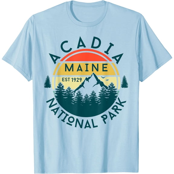 Acadia National Park Maine Mountains Nature Hiking Retro Unisex T-Shirt for Men Women Kids Toddler,Lime Color,Size M