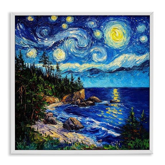 Stupell Industries Acadia National Park Post Impressionist White Framed Giclee Art, design by Wumples