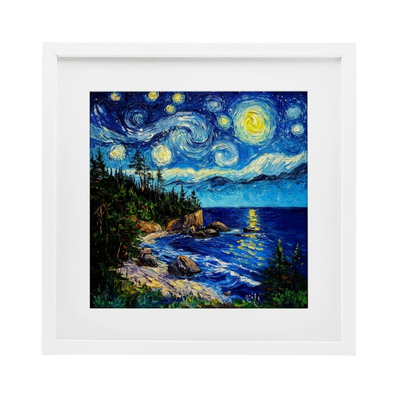 Stupell Industries Acadia National Park Post Impressionist White Framed Print Under Glass, design by Wumples