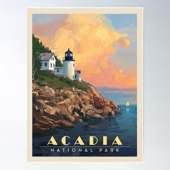Acadia National Park Poster Wall Art, Modern Wall Decor For Living Room Bedroom, 12x18 UNFRAMED