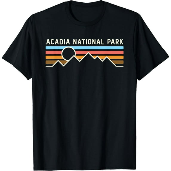Acadia National Park Retro Mountain Lines camping hiking T-Shirt