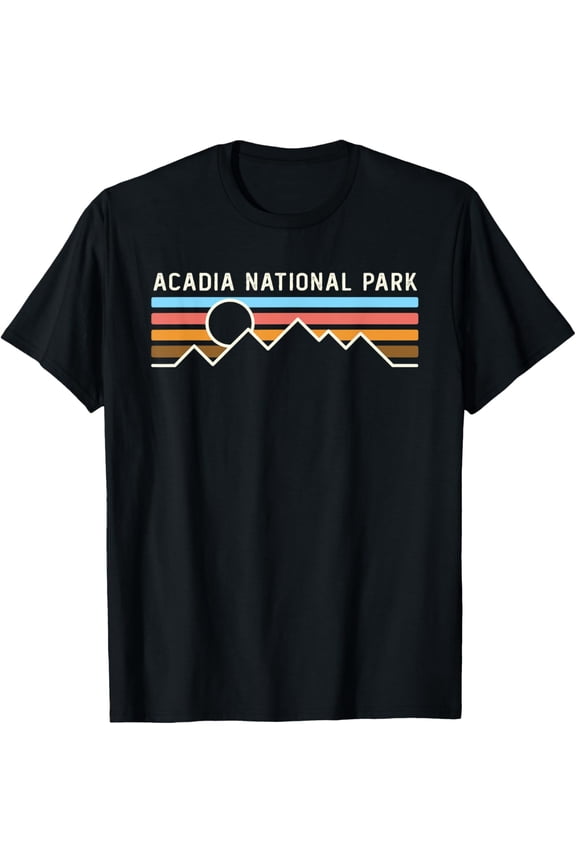 Acadia National Park Retro Mountain Lines camping hiking T-Shirt