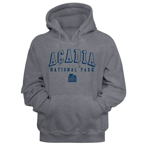National Parks Acadia Np Collegiate Gunmetal Heather Adult Hoodie Sweatshirt