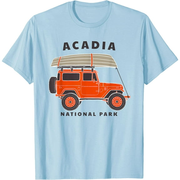 Acadia National Park Vintage Maine Souvenir Retro Gift Unisex T-Shirt for Men Women Kids Toddler,Light Blue Color,Size 3T