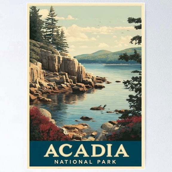 Acadia National Park Vintage Travel Poster Poster , Poster Print Only