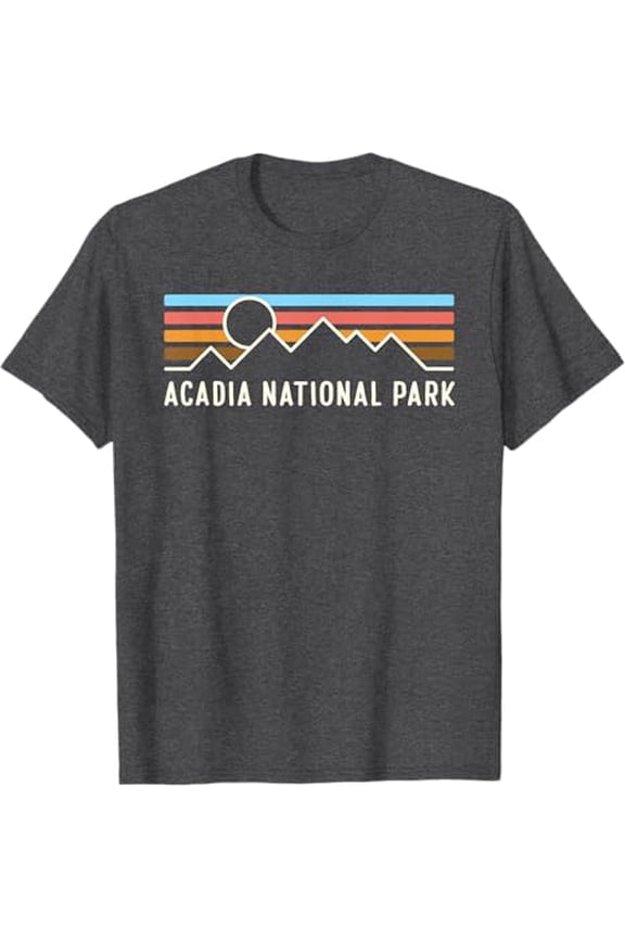 Acadia Retro Mountain Lines camping souvenir T-Shirt