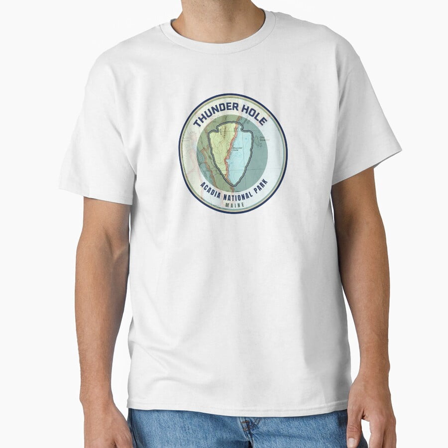 Acadia Souvenir Map Thunder Hole Shirt, Casual Graphic Tee, Everyday ...