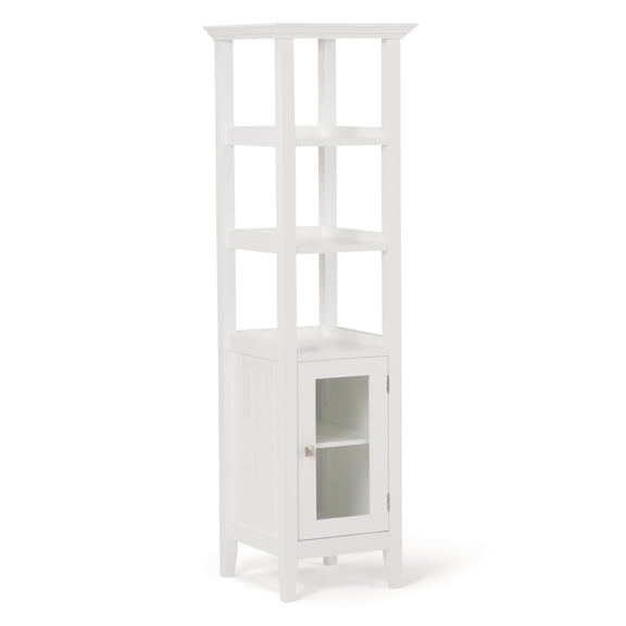 Simpli Home Acadian 56.1 inch H x 15.75 inch W Bath Storage Tower Bath Cabinet in Pure White