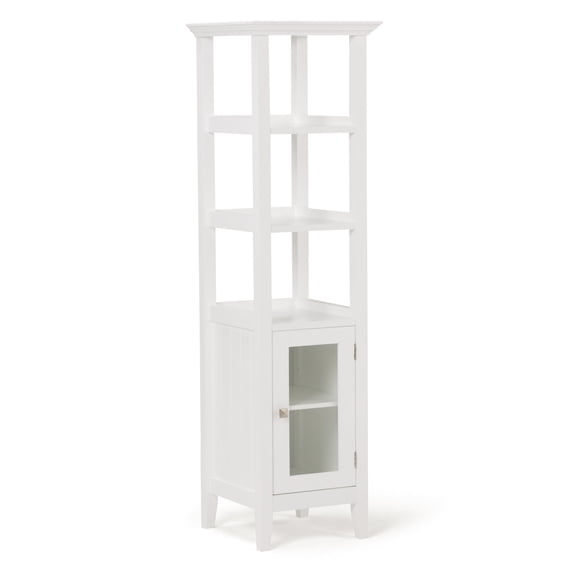 Simpli Home Acadian 56.1 inch H x 15.75 inch W Bath Storage Tower Bath Cabinet in Pure White