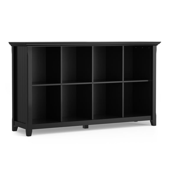 Acadian 8 Cube Storage Sofa Table | Solid Wood, Black Finish | 57"W x 15.75"D x 33"H | Living Room, Entryway Furniture | Transitional Design