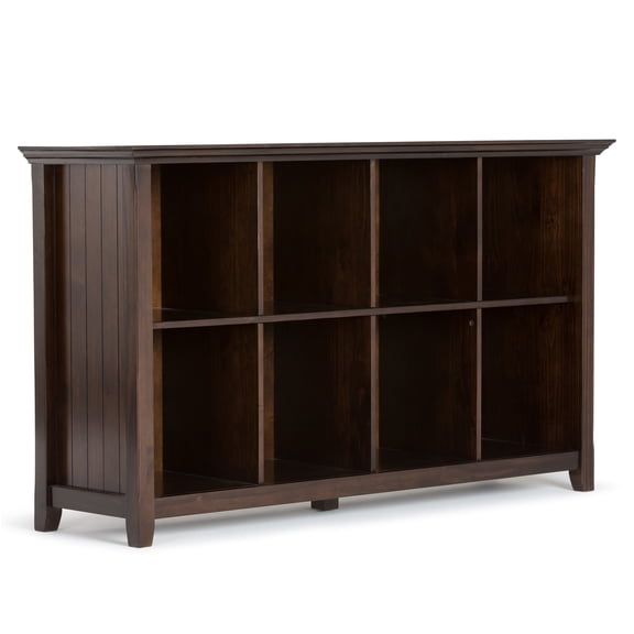 Acadian 8 Cube Storage Sofa Table - Solid Wood, Brunette Brown Finish, 57"W x 15.75"D x 33"H - Versatile Entryway, Living Room, Den Accent Table