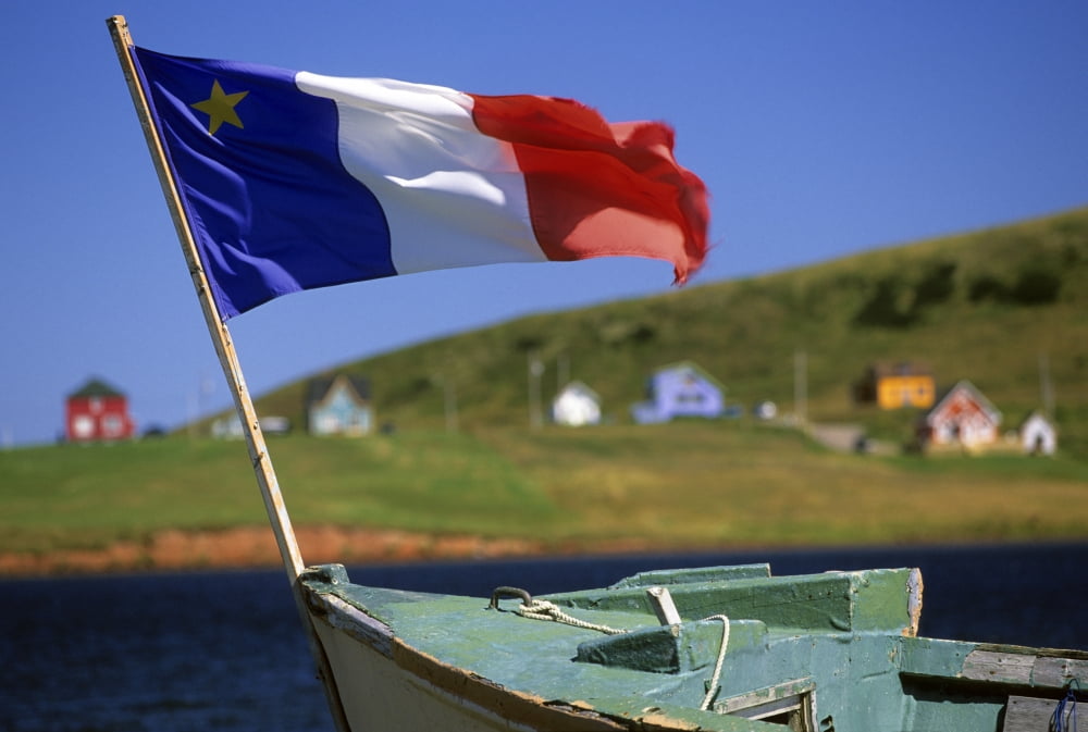 Acadian Flag La Petite Baie Magdalen Islands Quebec Canvas Art - John Sylvester Design Pics (17 x 11)
