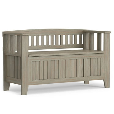 Simpli Home Burlington Solid Wood Storage Bench, White, 42 Inch Wide ...
