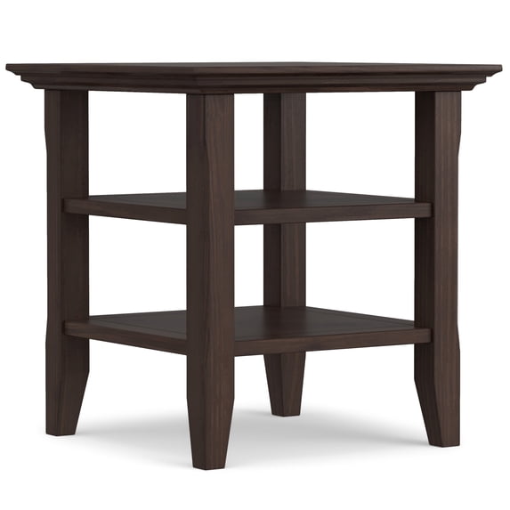 Simpli Home Acadian 19 inch Wide Solid Wood Transitional End Table in Warm Walnut Brown