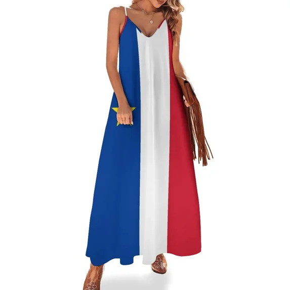 Acadie Acadia Flag blue white red North American New Brunswick Acadian French Canada HD Sleeveless Dress