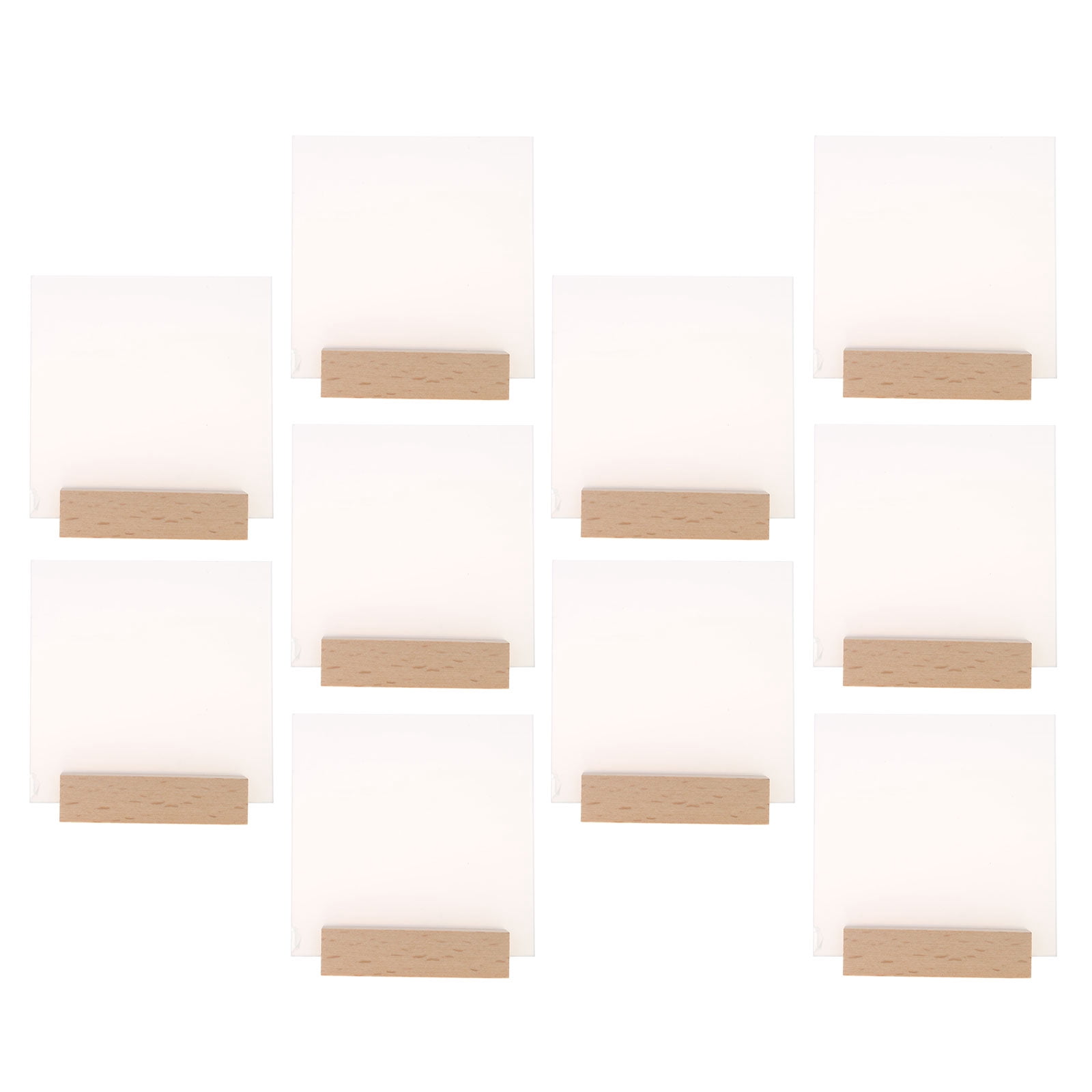 Acahhotxx 10pcs Acrylic Table Sign Holder with Wooden Base Clear ...