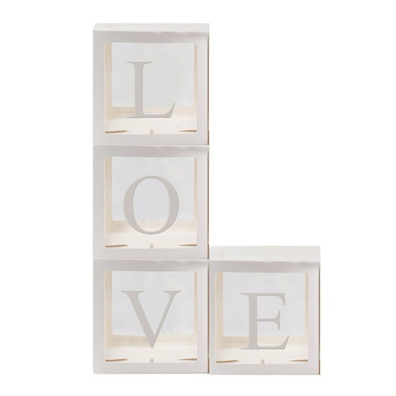 Acahhotxx 4Pcs White Balloon Boxes Block with Baby Letters Party Decor