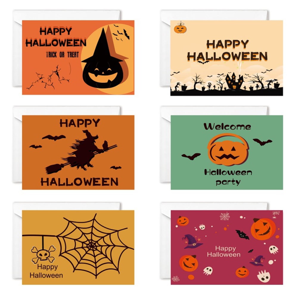 Acahhotxx 6pcs/set Halloween Greeting Cards with Envelopes Stickers ...