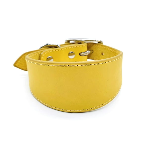 Acahhotxx Adjust Collars, Leathers Dogs Collar Soft Padded Collar for Whippets Salukis Sighthounds Dogs Adjustable Collar Large Breeds Dogs Supply - Yellow - M