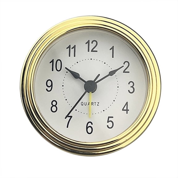 Acahhotxx Alarm Clock, Elegant 3Inch Snooze Alarm Clock Insert with Gold Trim Arabic Numerals Clock Head Round Watch Insert for Craft Projects