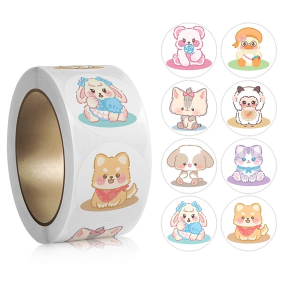 Acahhotxx Animals Stickers, 500x/Roll Animal Stickers Cartoon Stickers Water Bottle Sticker Rewards Stickers Kids Classroom Prizes