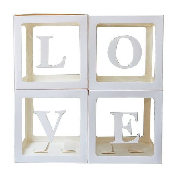 Acahhotxx Baby Boxes with Letters for 4pcs Clear Blocks Boxes for Wedding Decorations Photo Props