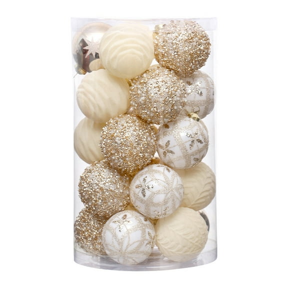 Acahhotxx Balls Ornaments, 25Pieces Delicate Christmas Sphere Ornament Set Hand Painted Festival Gold Baubles Decorations for Holiday Tree - Champagne