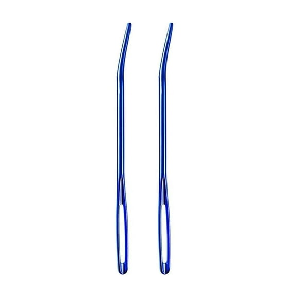 Acahhotxx Big Eye Needle, Sewing Needle Set Large Eye Needle Embroidery Bent Needle Yarn Darning Needle for Wool Sewing Knitting Crocheting - Blue