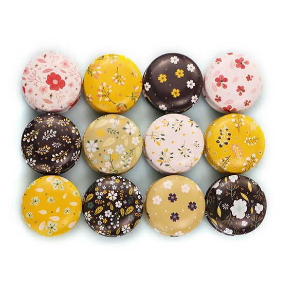 Acahhotxx Candy Storage, Round Tinplate Storage Box Metal Elegant Flower Tin Boxes Jar for Case for Candy Cookie Lip Balm Portable Lipstic - C