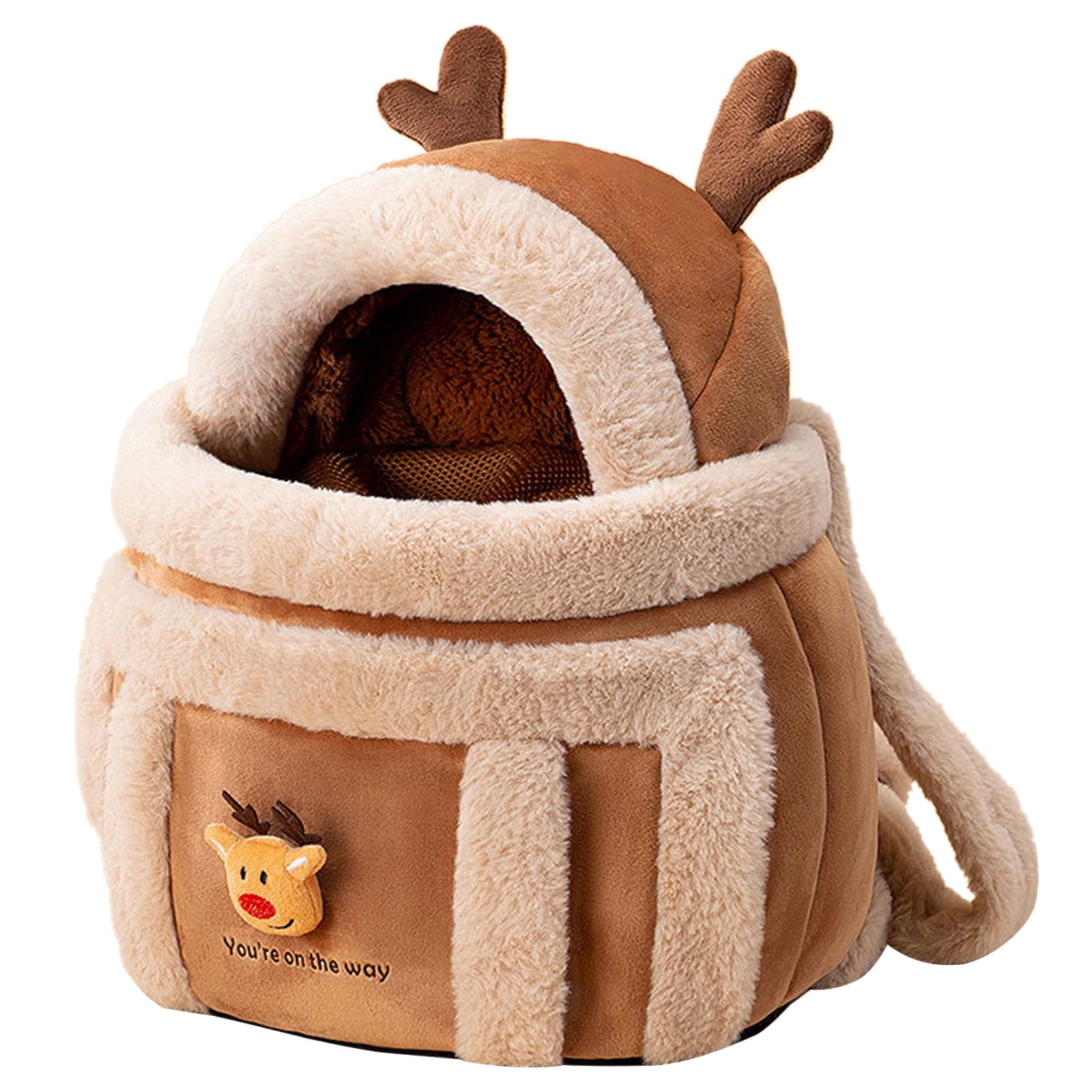 Acahhotxx Carrier Backpacks, Pet Carrier Backpack Warm Travel Bag for Cat Dog Portable Small Animal Cage Outgoing Plush Bag Cat Winter Travel Bag