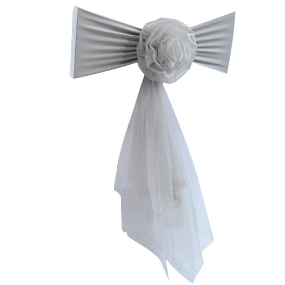 Acahhotxx Chairs Sashes, Stretch Chair Sashes Bows Elastic Chair Band Spandex Chair Sashes Bows for Wedding Decorations Chair Band - Silver Gray