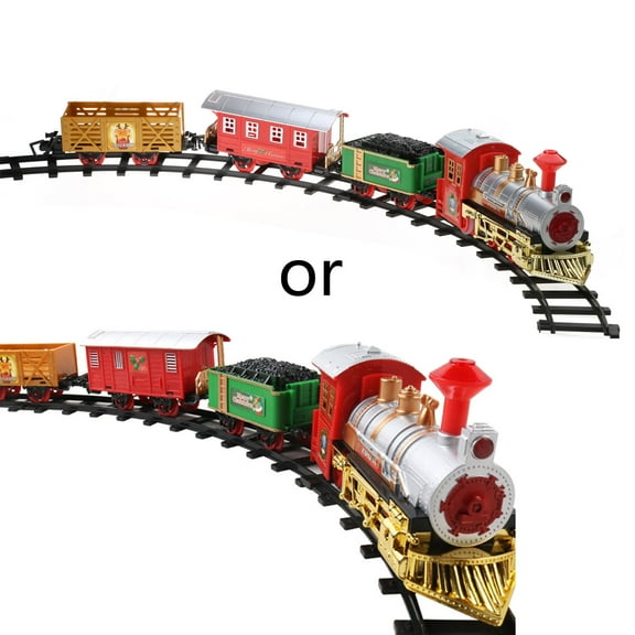 Acahhotxx Christmas Electric Train Set Safe Realistic Railway Train Battery-Powered Santa Train Ornaments for Kids