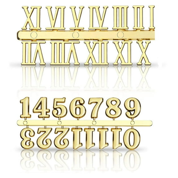 Acahhotxx Clock Numbers, Craft Digital Clock Numbers Kits Metal Arabic or Roman Numerals Set for Clock Watch Repair Replacement Accessories