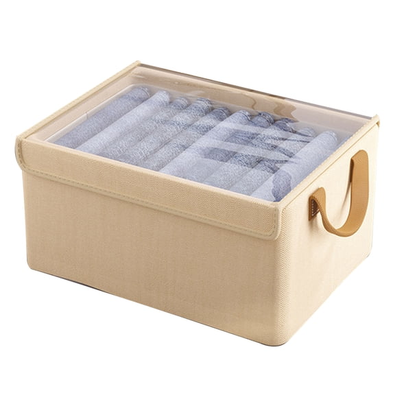 Acahhotxx Clothing Organizer, Foldable Fabric Storage Box with Lid for Clothes and Toy Space Saving Garments Organiser Home Organization Accessories