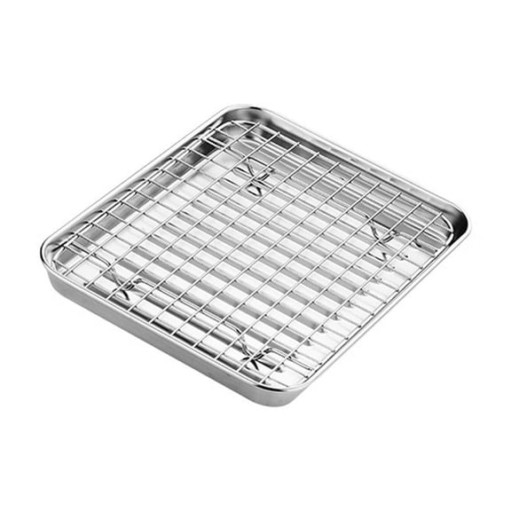 Acahhotxx Cookie Baking Pan, 316 Stainless Steel Baking Tray Baking Plates BBQ Tray with Removable Rack Baking Sheet Oven Dishwasher Safe - 1000ml