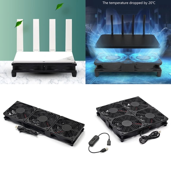 Acahhotxx Cooling Fan, USB Powered Cooling Fan Stand 120mm for Router Rack Sound Video Networks Cabinet Server, Workstations Minings Machine