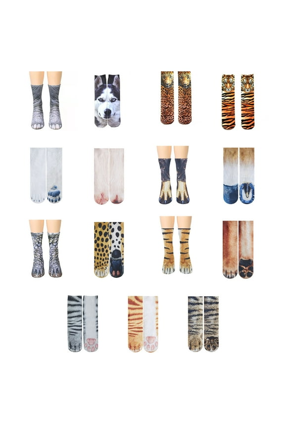 Crew Socks, Adult Funny Animal Paws Socks for Cat Dog Claw 3D Print Hosie
