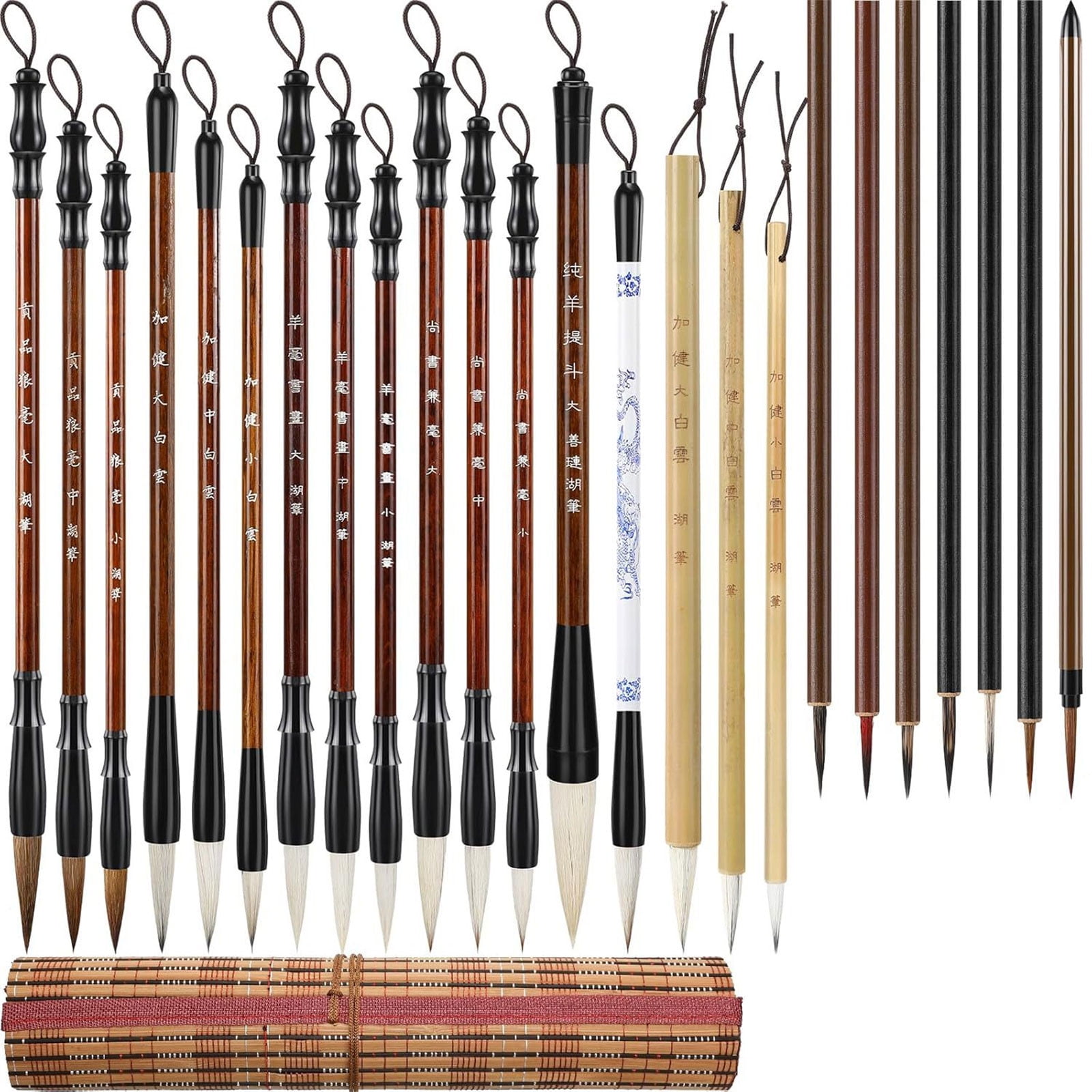 Acahhotxx Drawing Brush, 24Pcs Traditional Chinese Painting Brush Painting Brush Antithetical Couplet Writing Brush Watercolor Paint Brush