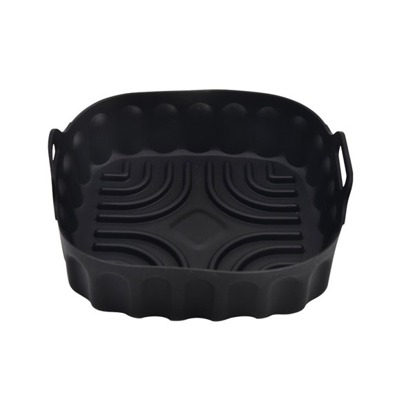 Acahhotxx Fashion Baking Tray, Air Silicone Baking Tray Square Air Basket Foldable Baking Tray for Air Oven Accessories - Black - L