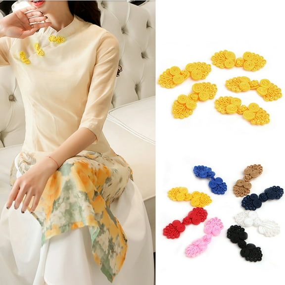 Acahhotxx Frog Button, Chinese Knots for Frog Buttons 10 Pairs Beaded Closure Button for Jackets Corsets Handbag Decoration Supplies - Red