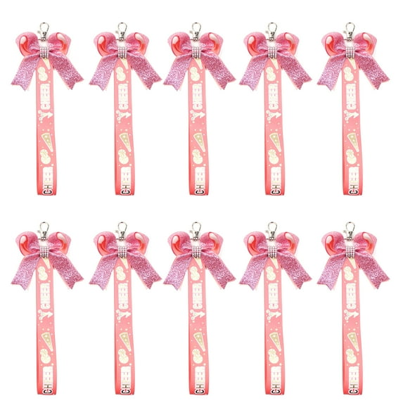 Acahhotxx Key Chain, Pack of 10 Cheer Bows Keychains Bowknot Ribbon Key Rings for Teen Girls Colorful Keychain Cheerleader Accessories