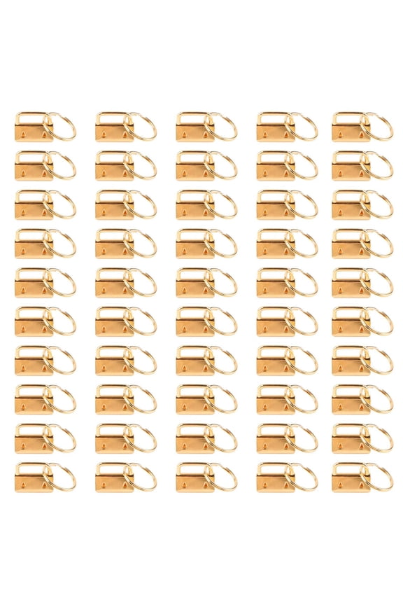 Key Fob Hardware, 50x Key Hardware 25mm Keychain Split Wristlets Cotton Tail Clip with Key for Key Lanyard Hardware Supplies - Gold