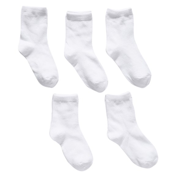 Acahhotxx Kids Socks, 5 Pairs Kids White Sock Baby Boy Girl Solid Breathable Cotton Sport Unisex Kids Child Socks Cotton Uniform Socks