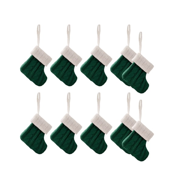 Acahhotxx Knitted Stocking, 10Pcs Christmas Tree Pendant Large Knitted Socks for Festives Home Decoration Colorful Present Bag Hanging Ornament - Green